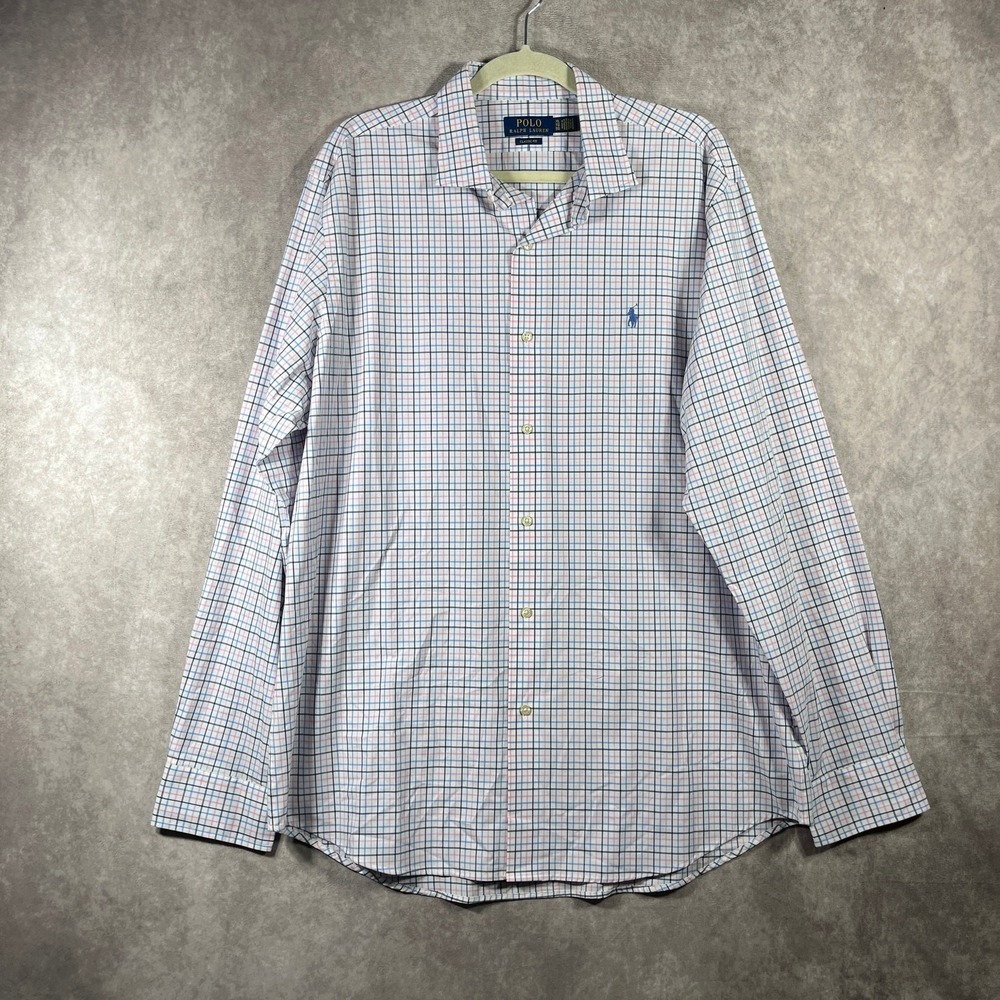 Polo Ralph Lauren Shirt Mens XL Blue Plaid Button Up Classic Fit Casual Preppy